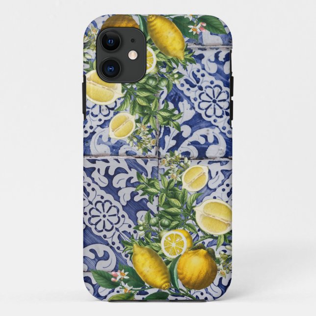 Coques Case-Mate iPhone Citrons méditerranéens Carreaux portugais d'été (Dos)