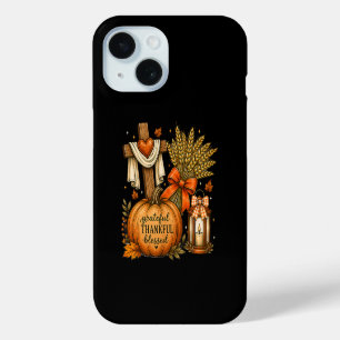 Coque Pour iPhone 15 Citrouille de chute chrétienne reconnaissante merc