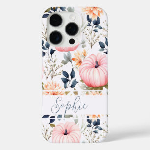 Coques iPhone 16 Pro Citrouille élégant et fleurs tombent motif