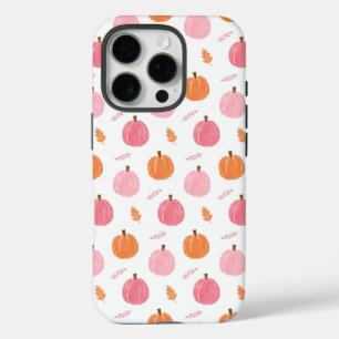 Coques iPhone 16 Pro Citrouille rose orange Motif Feuille