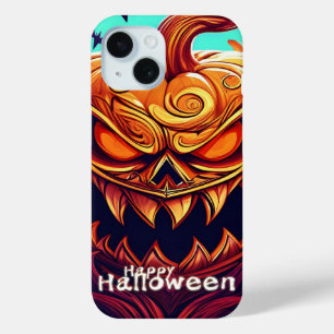 Coque Pour iPhone 15 Citrouille sinistre Chauve-souris Halloween Art