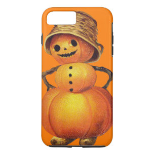 Coque iPhone 7 Plus Citrouille souriant Snowman Orange