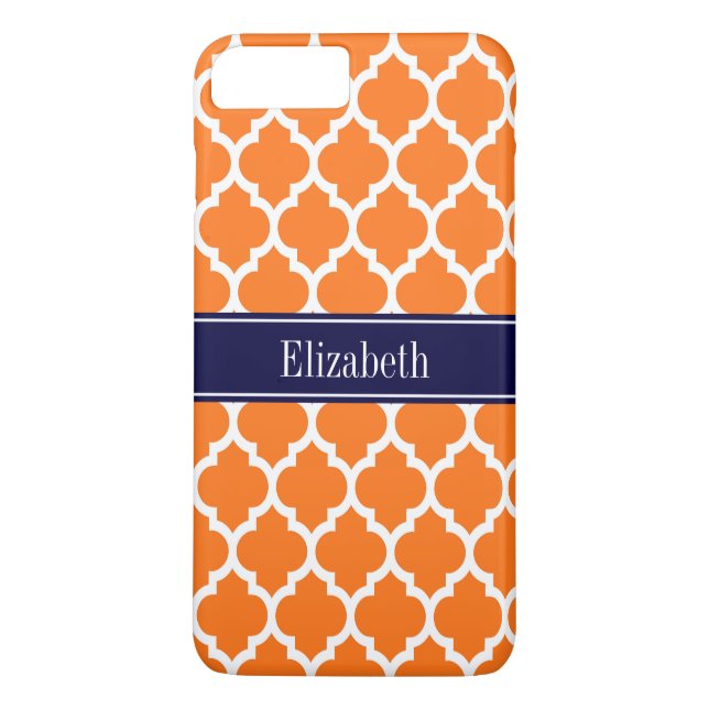 Coques Case-Mate iPhone Citrouille Wharo Marocain #5 Marine Nom bleu Monog (Dos)