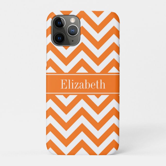 Coques Case-Mate iPhone Citrouille White Chevron, nom Citrouille Monogram (Dos)