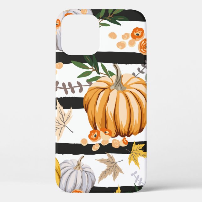 Coques Case-Mate iPhone Citrouilles oranges d'automne, fleurs, feuilles, r (Verso)