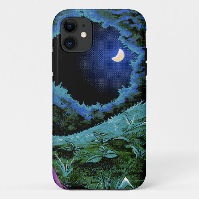 Coques Case-Mate iPhone Clair de lune de pixel de 8 bits (Dos)