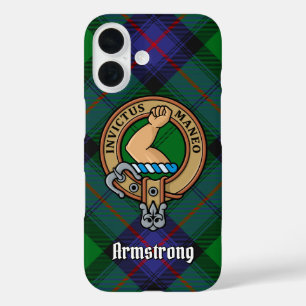 Coques iPhone 16 Clan Armstrong Crest sur Tartan