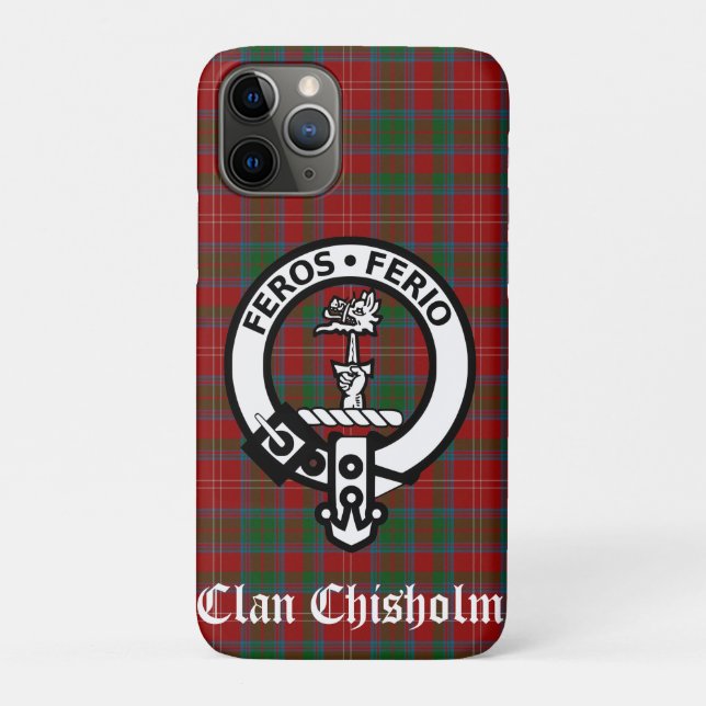 Coques Case-Mate iPhone Clan Chisholm Crest Badge & Tartan (Dos)