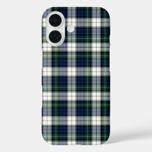 Coques iPhone 16 Clan Gordon habit Tartan bleu et blanc plaid
