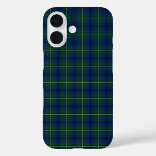 Coques iPhone 16 Clan Johnston Plaid bleu, vert et jaune