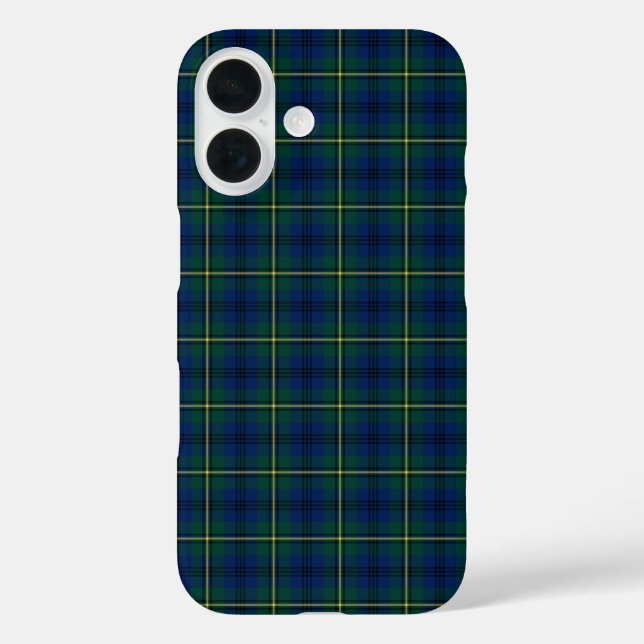 Coques Case-Mate iPhone Clan Johnston Plaid bleu, vert et jaune (Verso)