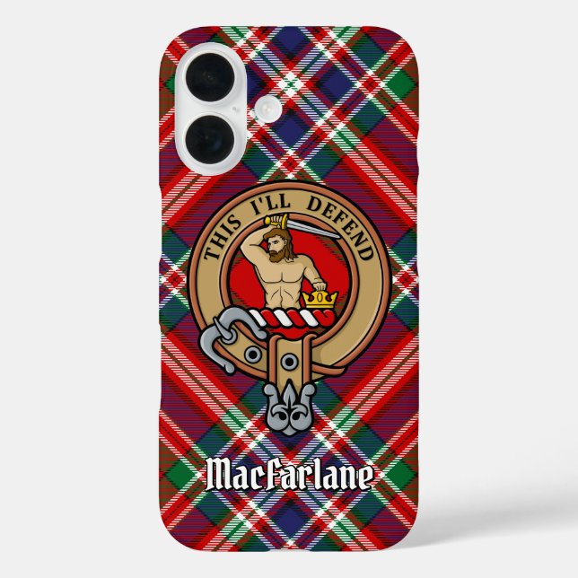 Coques Case-Mate iPhone Clan MacFarlane Crest sur Red Tartan (Verso)