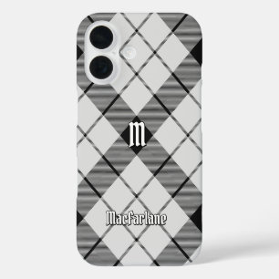 Coques iPhone 16 Clan MacFarlane Tartan noir et blanc