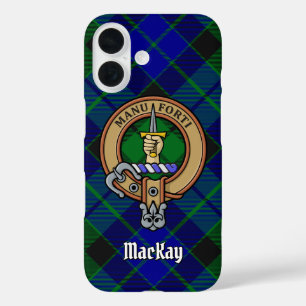 Coques iPhone 16 Clan MacKay Crest sur Tartan