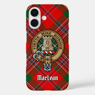 Coques iPhone 16 Clan MacLean Crest sur Tartan