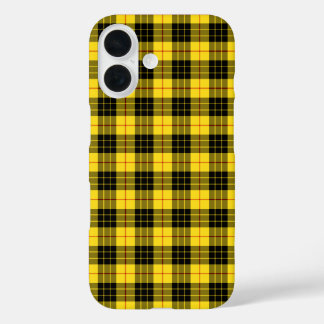 Coques iPhone 16 Clan MacLeod Tartan Jaune et Noir Plaid