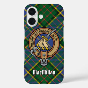 Coques iPhone 16 Clan MacMillan Crest sur la chasse Tartan