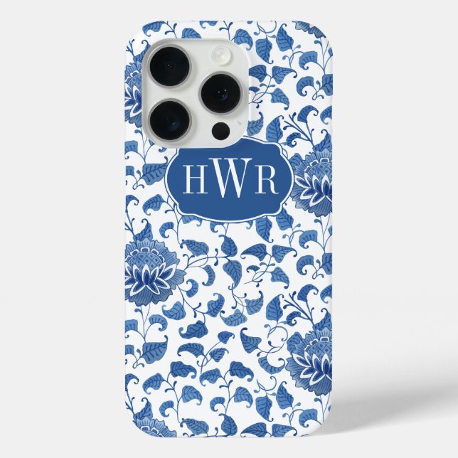 Coques Case-Mate iPhone Classic Bleu & Blanc Antique Chinoiserie Monogramm (Verso)