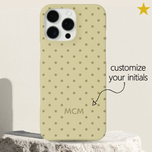 Coques iPhone 16 Pro Max Classique Crème Beige Monogramme personnalisé pois