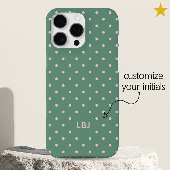 Coques Case-Mate iPhone Classique Rose Sarcelle Monogramme Points  (Créateur téléchargé)