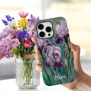 Coques iPhone 16 Pro Max Claude Monet Fleurs d'Iris Violet, Personnalisé