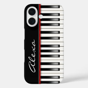 Coques iPhone 16 Clavier de piano avec nom personnalisé
