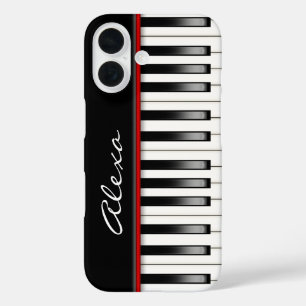 Coques iPhone 16 Clavier de piano avec nom personnalisé