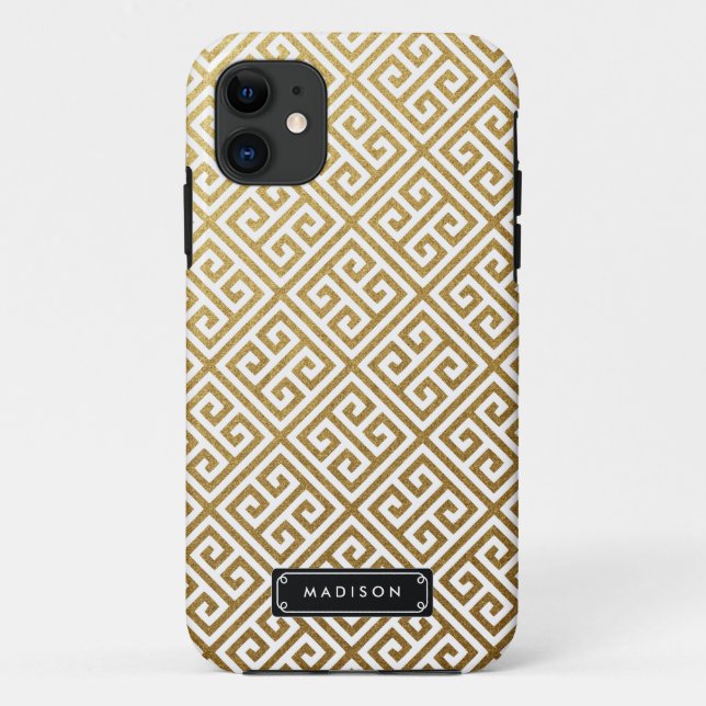 Coques Case-Mate iPhone Clé grecque d'or chic personnalisée (Dos)