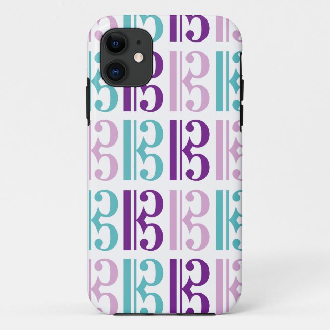 Coques Case-Mate iPhone Clef d'alto - pourpre et Teal (Dos)