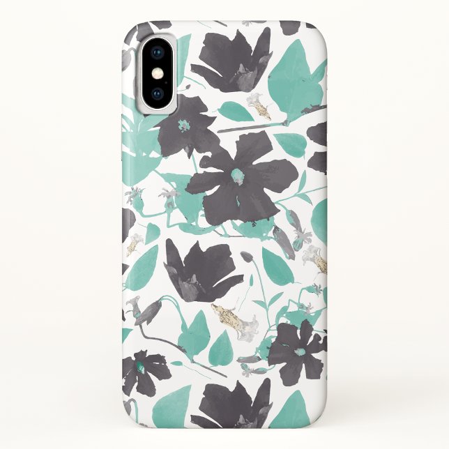 Coques Case-Mate iPhone Clematis Turquoise aquarelle motif floral (Clematis Teal Watercolor Floral Pattern Case-Mate iPhone Case from Studio Posies. )