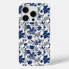 Coque iPhone 15 Pro Clematis Vine Bleu Aquarelle Florale