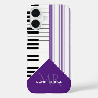 Coques iPhone 16 Clés de piano classiques | royal violet