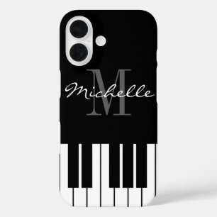 Coques iPhone 16 Clés de piano noir et blanc monogramme iPhone 12 c