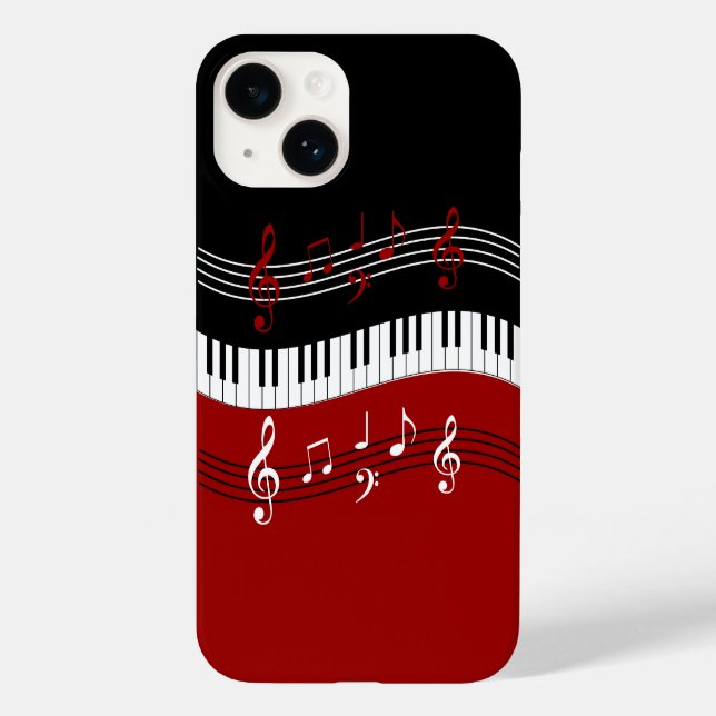 Coques Case-Mate iPhone Clés et notes de piano noir rouge élégant (Verso)