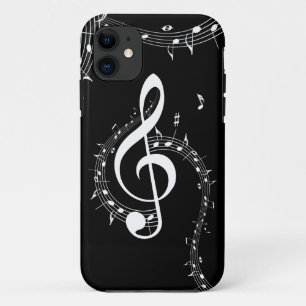 Case-Mate iPhone Case Climacic G Clef Musique blanche sur le noir