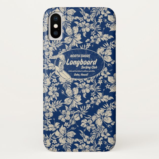 Coques Case-Mate iPhone Club Surf Longboard Logo et Hibiscus Hawaiian (Dos)