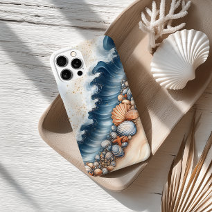 Coques iPhone 16 Pro Coastal Seashell et Ocean Wave Beach Art