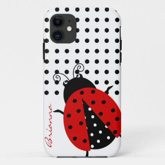 Coque iPhone 11 Coccinelle personnalisée de rouge de point de