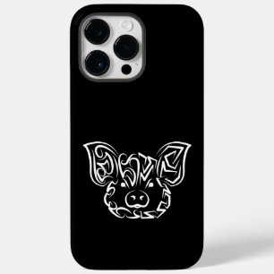 Coque Pour Pour iPhone 14 Pro Max Cochon tribal noir et blanc