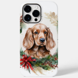 Coque Pour Pour iPhone 14 Pro Max Cocker Spaniel Noël Wreath Festive Pup