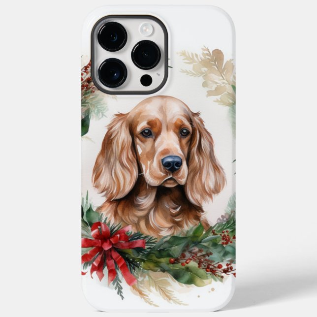 Coques Case-Mate iPhone Cocker Spaniel Noël Wreath Festive Pup (Verso)