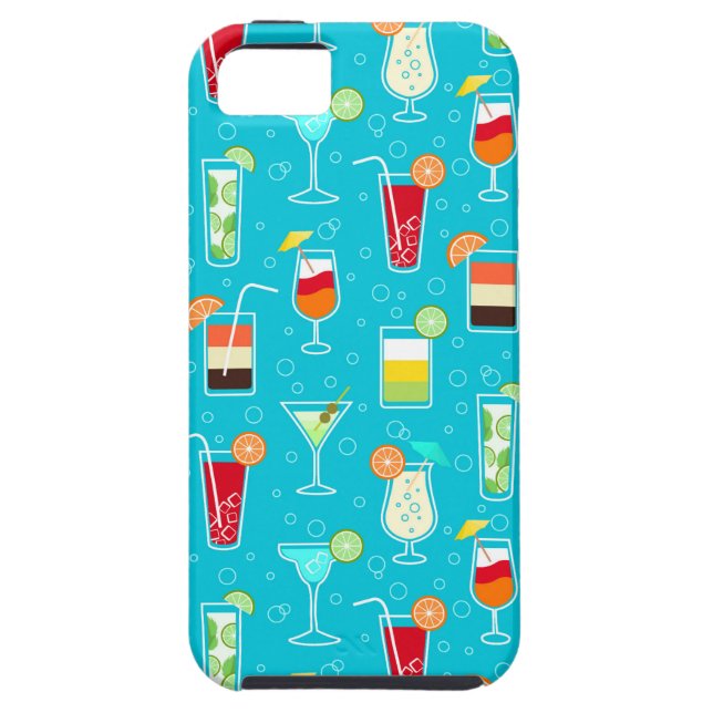 Coques Case-Mate iPhone Cocktail Motif sur Arrière - plan Turquoise (Dos)