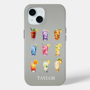 Coque Pour iPhone 15 Cocktails Cocktails Cocktails Monogrammés