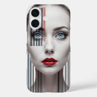 Coques iPhone 16 Code-barres couvre-fille moderne