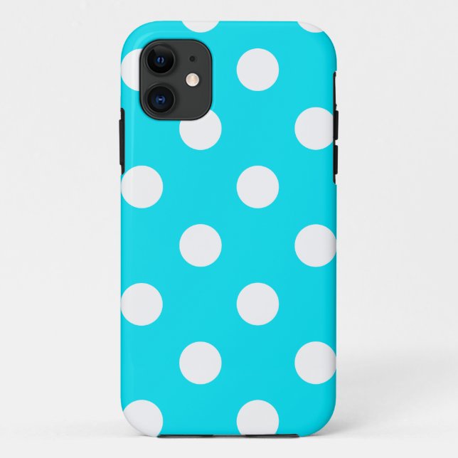 Coques Case-Mate iPhone Code hexadécimal cyan pois 00E3F4 (Dos)