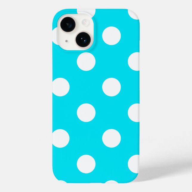 Coques Case-Mate iPhone Code hexadécimal cyan pois 00E3F4 (Verso)