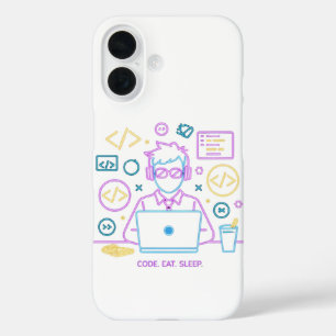 Coques iPhone 16 Code. Manger. Dormir.