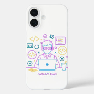 Coques iPhone 16 Code. Manger. Dormir.