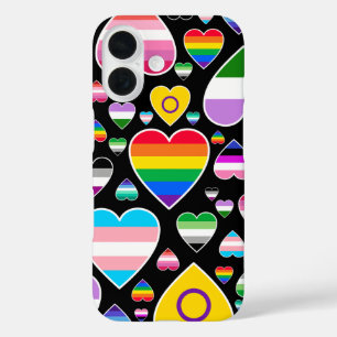 Coques iPhone 16 coeur amour arc-en-ciel coloré drapeaux de fierté 