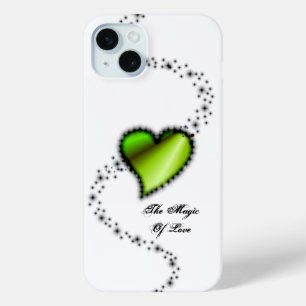 Coque iPhone 15 Mini Cœur arc-en-ciel avec étoiles, La magie de l'amour
